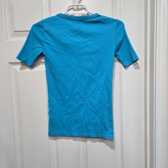 J.Crew Perfect Fit Cotton Tee Aqua Blue Top XXS - Picture 6 of 6